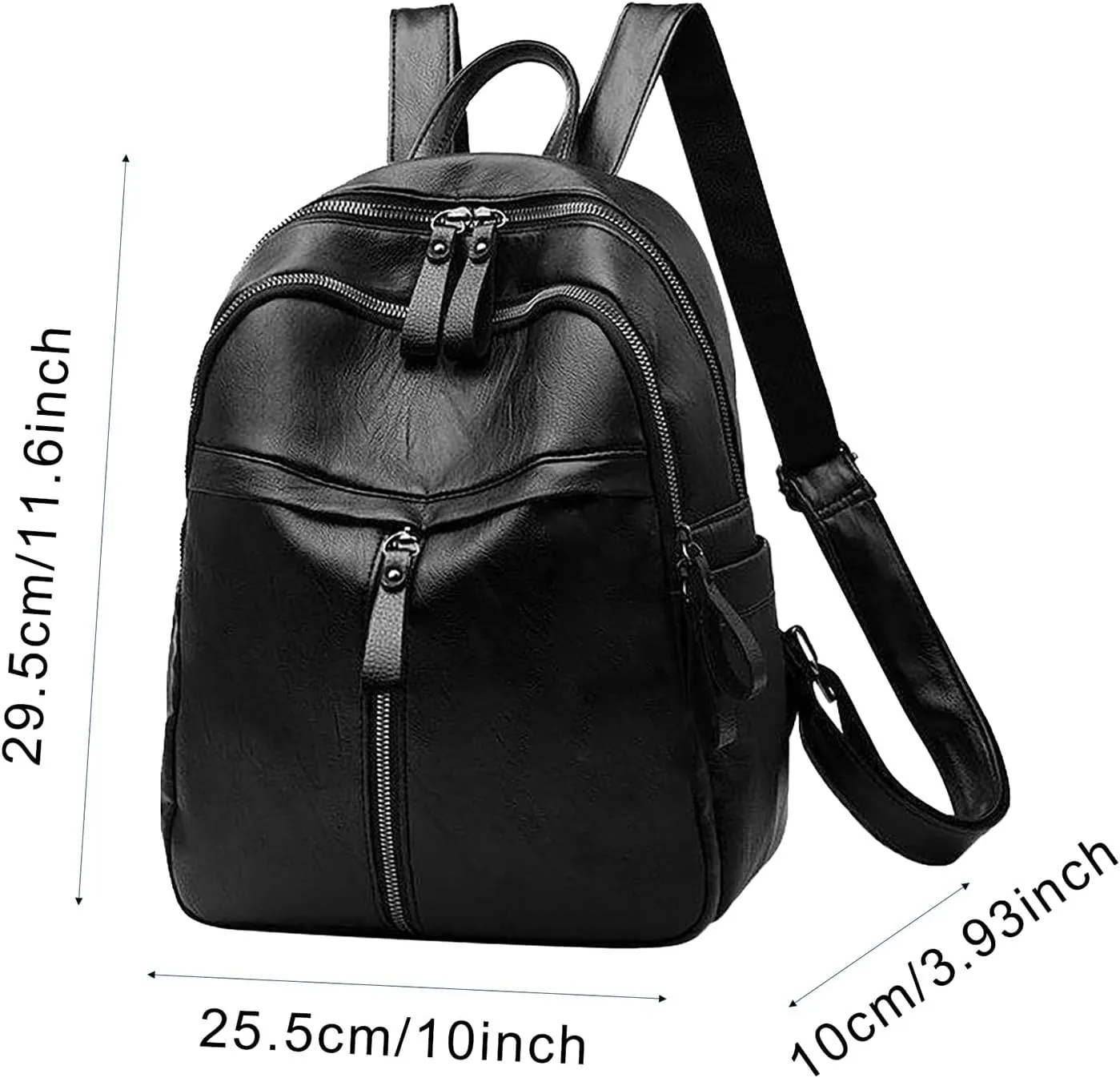FNKDOR Women's School Backpack Faux Leather Teenager Girls Fashionable Multiple Compartment Travel Backpack 11.6 x 10 x 3.9 Inches