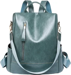 FNKDOR Women's School Backpack Travel Backpack Faux Leather Shoulder Bag Teenager Girls Multifunctional Backpack 12.6 x 12.6 x 5.9 Inches
