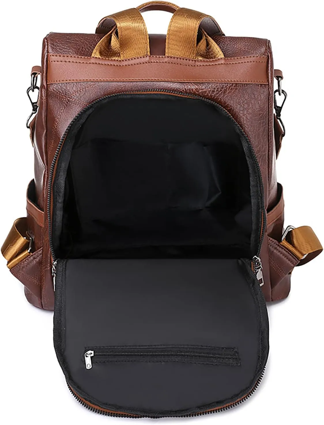 FNKDOR Women's School Backpack Travel Backpack Faux Leather Shoulder Bag Teenager Girls Multifunctional Backpack 12.6 x 13.4 x 5.5 Inches