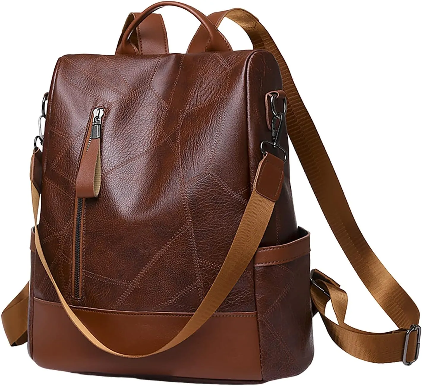 FNKDOR Women's School Backpack Travel Backpack Faux Leather Shoulder Bag Teenager Girls Multifunctional Backpack 12.6 x 13.4 x 5.5 Inches