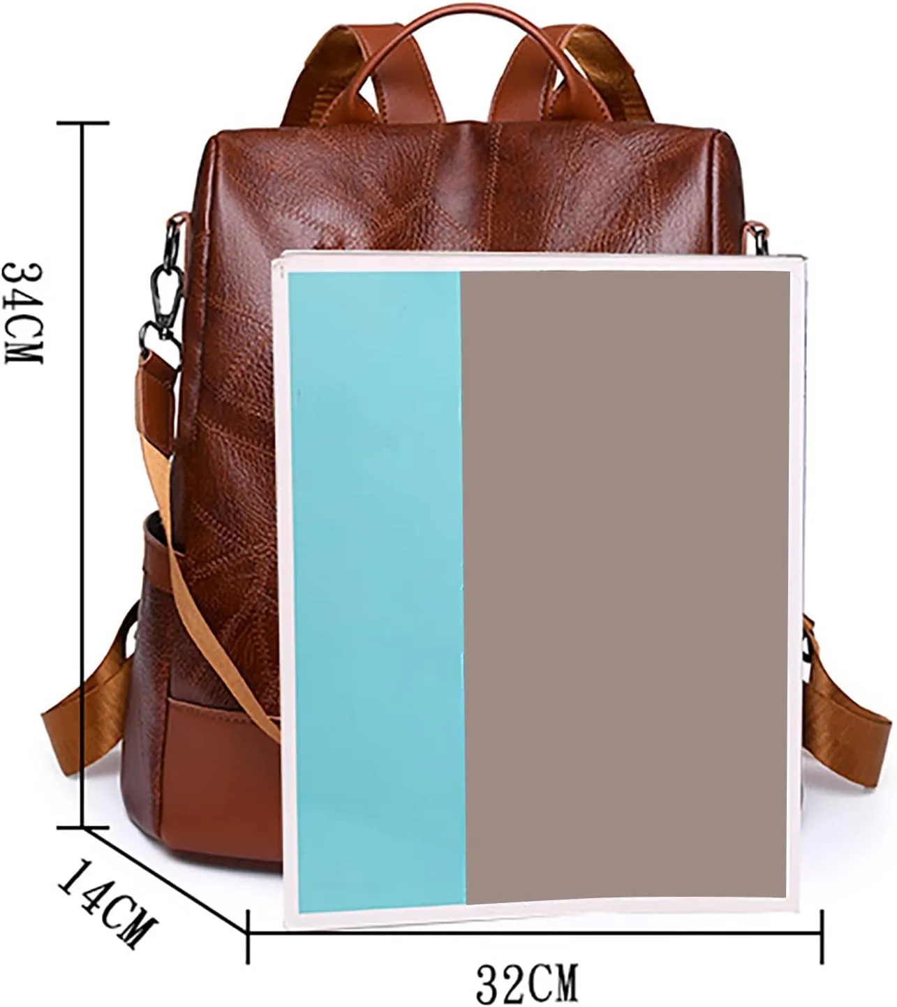 FNKDOR Women's School Backpack Travel Backpack Faux Leather Shoulder Bag Teenager Girls Multifunctional Backpack 12.6 x 13.4 x 5.5 Inches