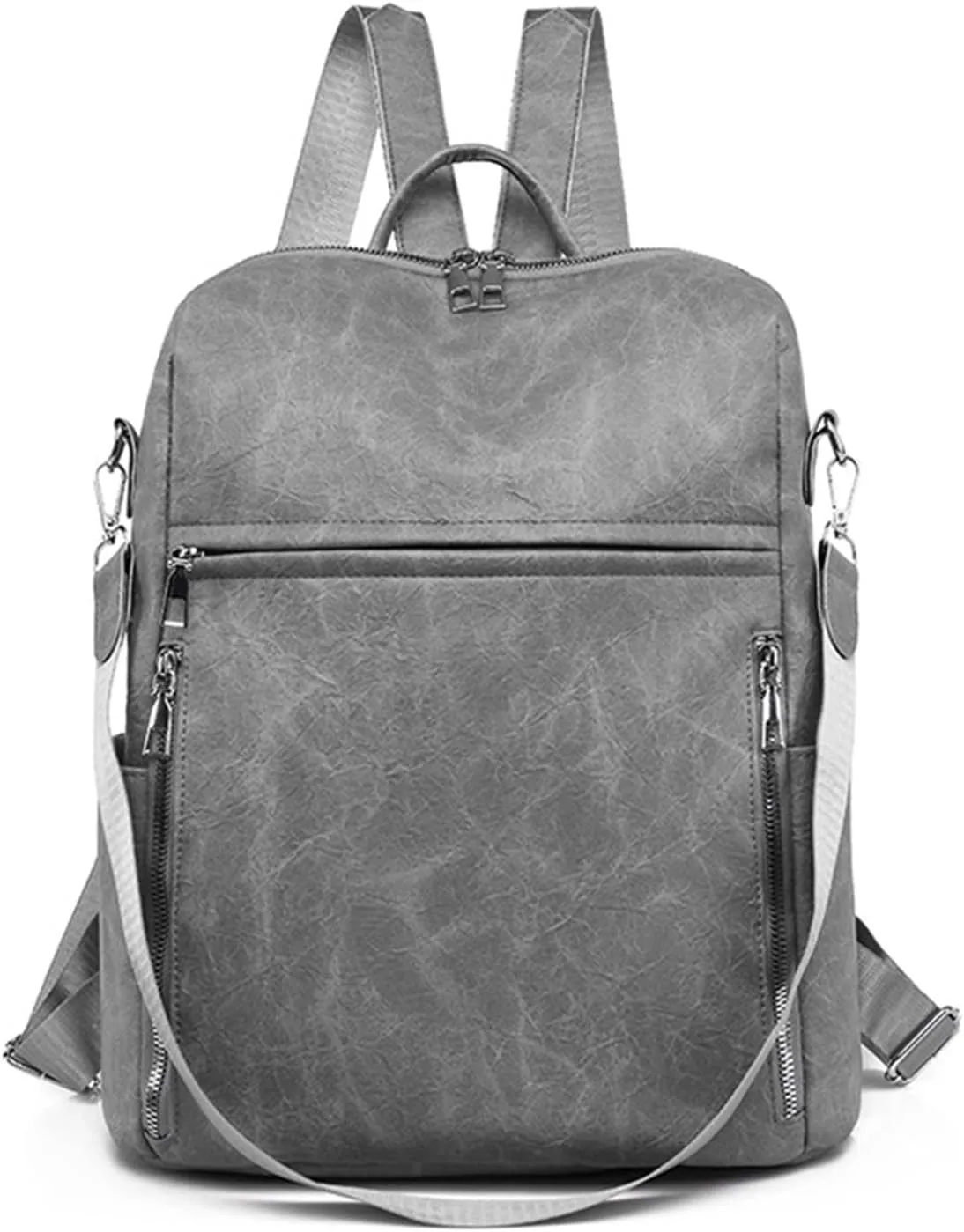 FNKDOR Women's School Backpack Travel Backpack Washed Faux Leather Teenager Girls Fashionable Shoulder Bag 14.56 x 12.59 x 5.9 Inches