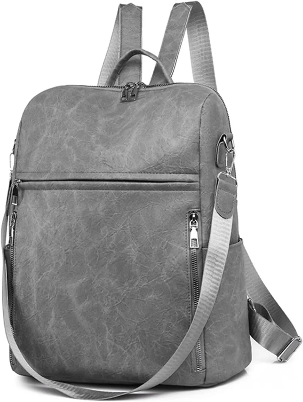 FNKDOR Women's School Backpack Travel Backpack Washed Faux Leather Teenager Girls Fashionable Shoulder Bag 14.56 x 12.59 x 5.9 Inches