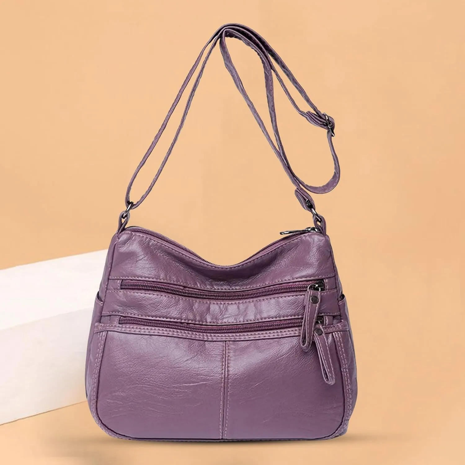 Foldie Crossbody Bags for Women Cute Hobo Tote Handbags Mini Clutch Purses with Zipper Closure Luxury Travel Bag(Purple)