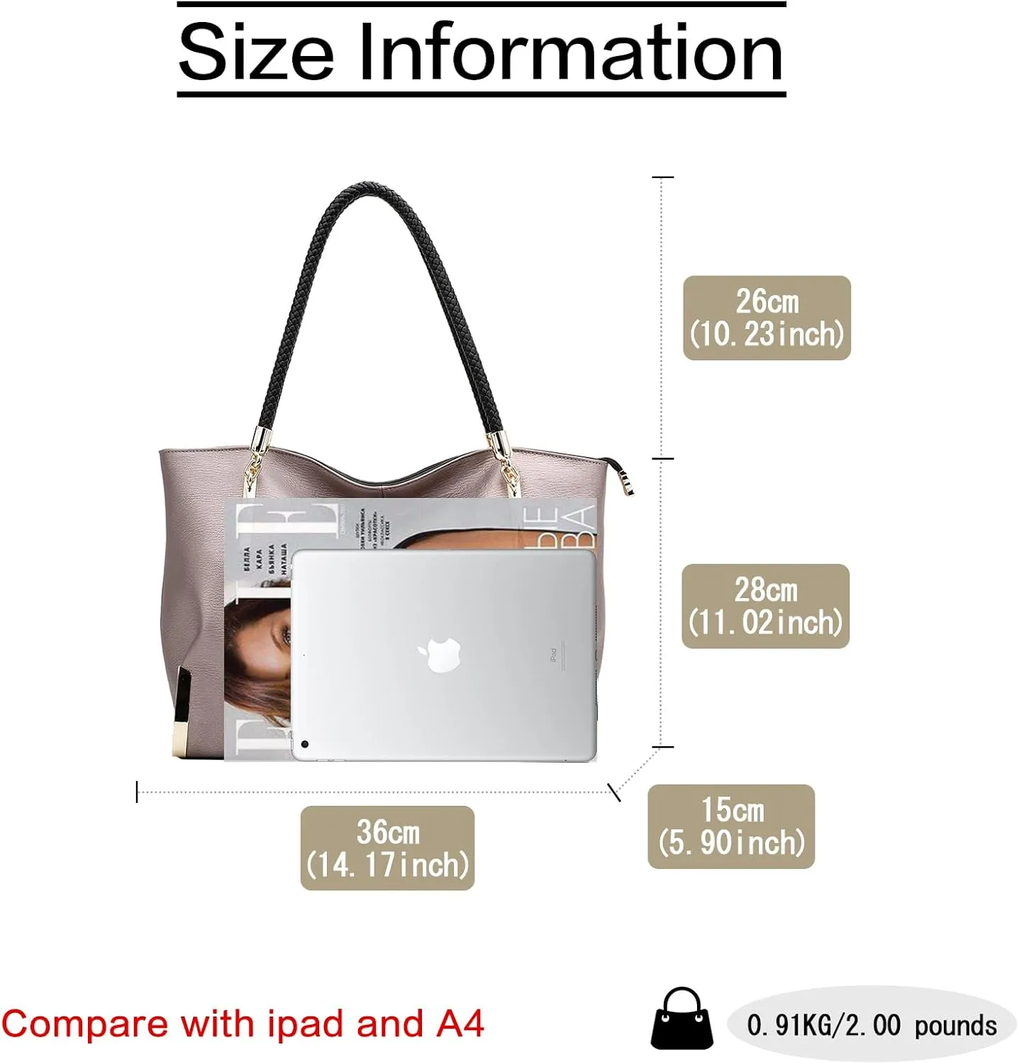 FOXLOVER Large Capacity Tote Handbags for Women, Women's Top-handle Bags Fashion Shoulder Bags Purses Minimalist design