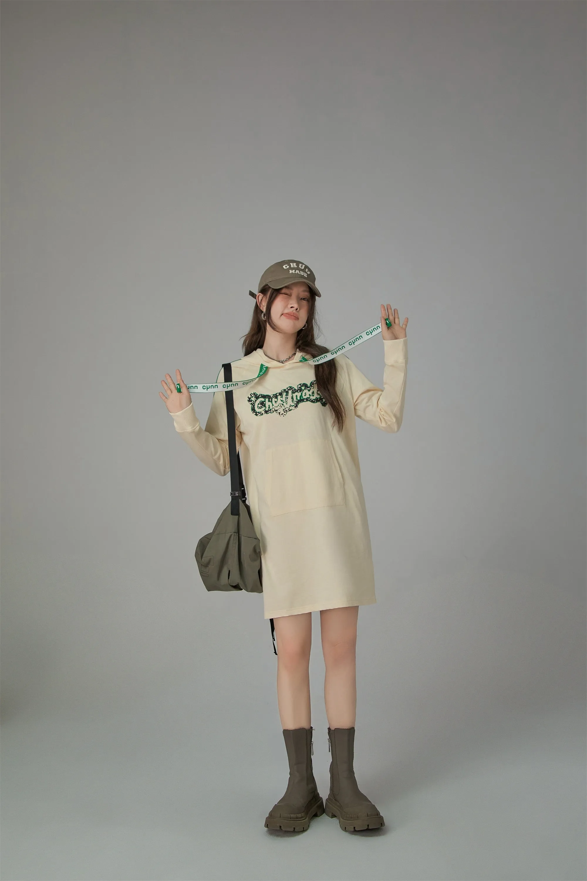 Front Pocket Hood Sweatshirt Mini Dress