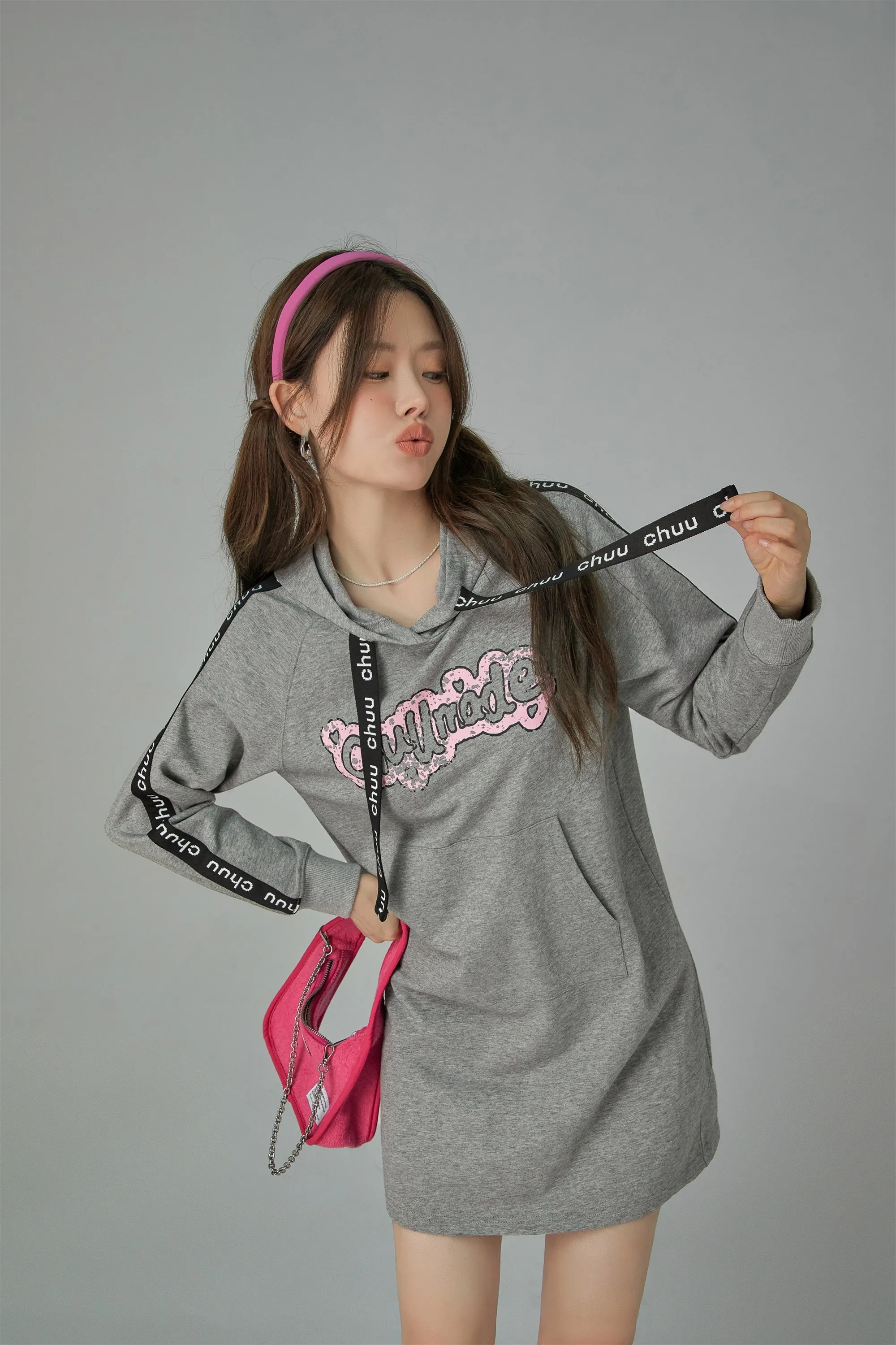 Front Pocket Hood Sweatshirt Mini Dress