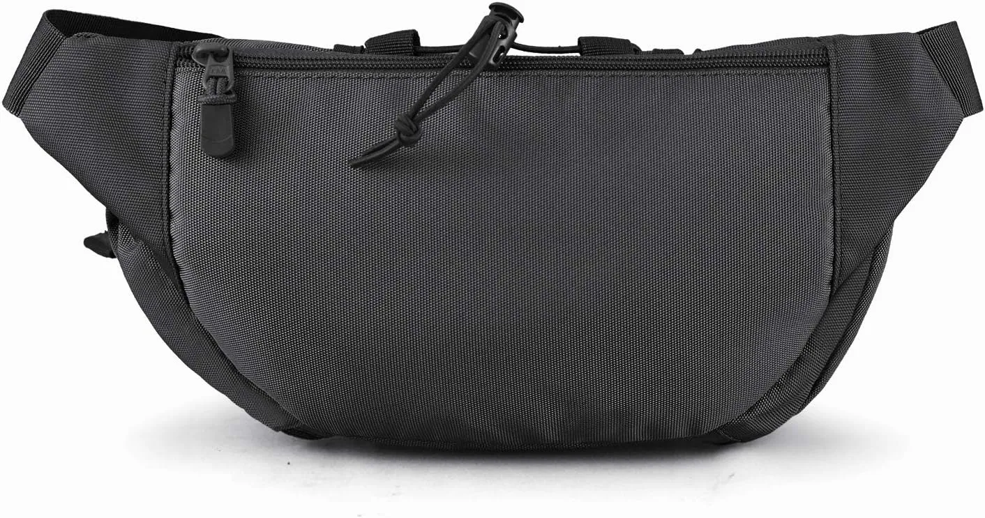 FRTKK Tactical Fanny Pack Military Waist Bag Pack with USA Flag Patch Utility Hip Pack with Adjustable Strap for Outdoors Fishing Cycling Camping Hiking Dog Walking, Black, Small, Fanny Pack