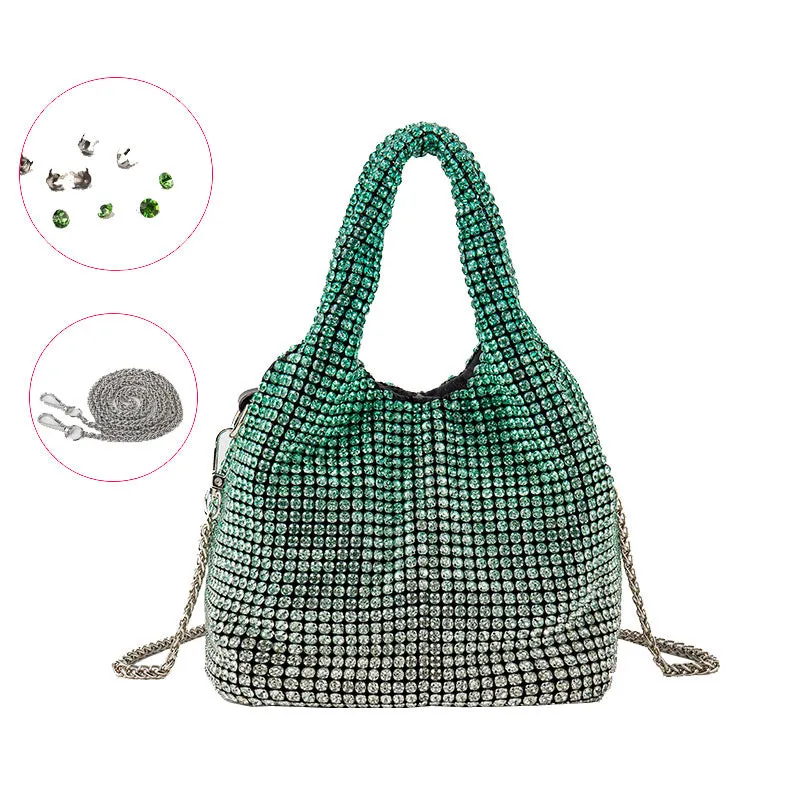 Full Diamond Bag Bucket Rhinestone Chain Purse