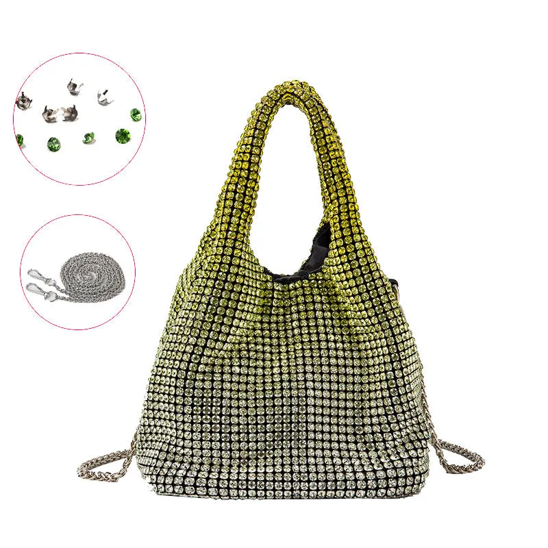 Full Diamond Bag Bucket Rhinestone Chain Purse