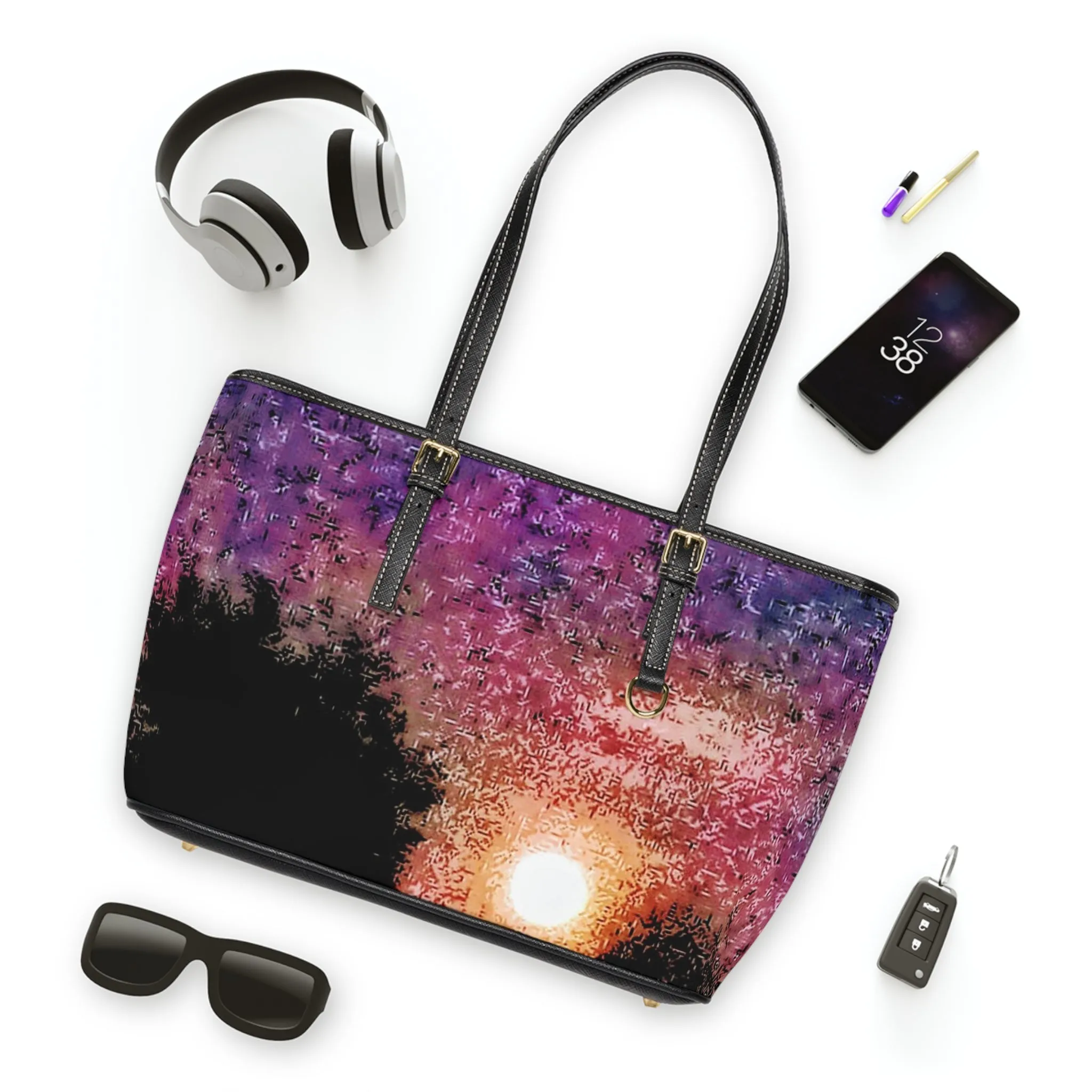 Full Moon PU Leather Shoulder Bag
