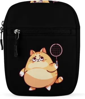 Funny Fat Yellow Cat Playing Badminton Sling Backpack Crossbody Waist Pack Chest Bag Fanny Pack Chest Daypack for Travel Sports Hiking
