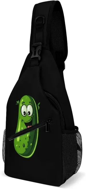 Funny Pickle Cucumber Sling Backpack Multipurpose Crossbody Shoulder Bags Travel Chest Bag Hiking Daypack