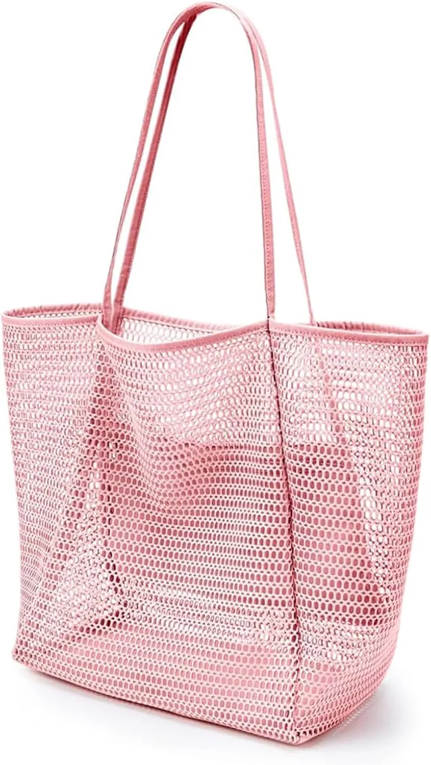 Geiruiou Travel Essentials Beach Tote Bag Waterproof Mesh Beach Bag for Women - Cruise Ship Essentials and Vacation Must-Have, Pink, Large
