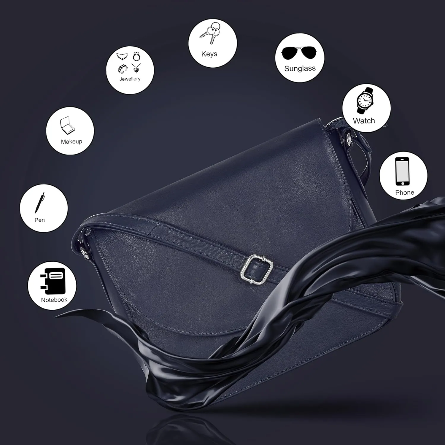 Genuine Leather Shoulder Crossbody Purse For Women with Adjustable Strap, Mobile Pocket & Outside & Inside Zipper