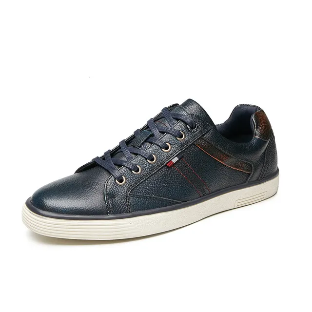 Genuine Leather Vintage Look Low Top Men Sneakers