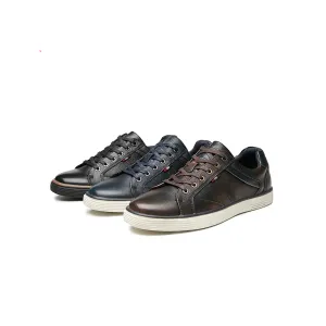 Genuine Leather Vintage Look Low Top Men Sneakers