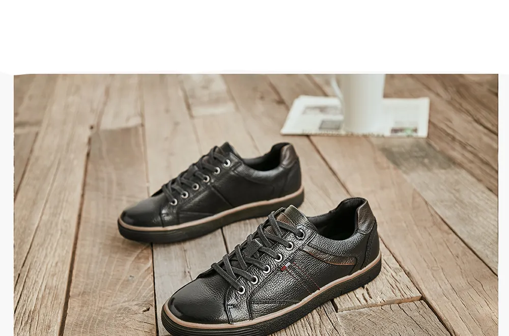 Genuine Leather Vintage Look Low Top Men Sneakers