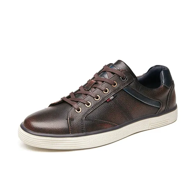 Genuine Leather Vintage Look Low Top Men Sneakers