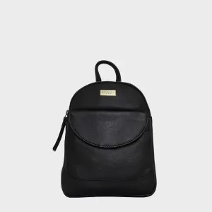 'GEORGE' Black Mini Pebble Grain Leather Backpack