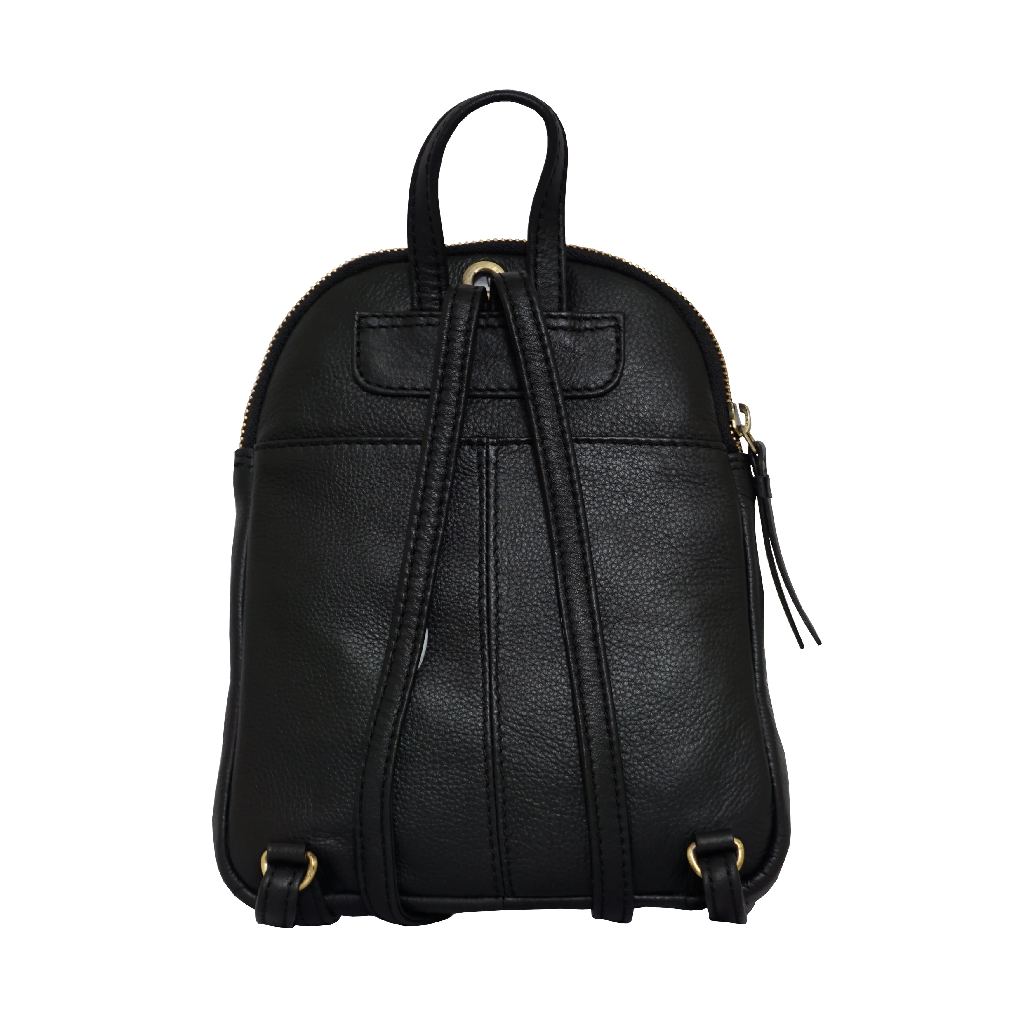'GEORGE' Black Mini Pebble Grain Leather Backpack