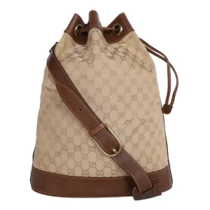 GG Leather Bucket Drawstring Cross Body Bag