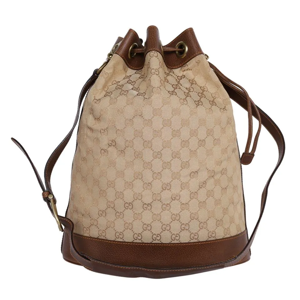 GG Leather Bucket Drawstring Cross Body Bag