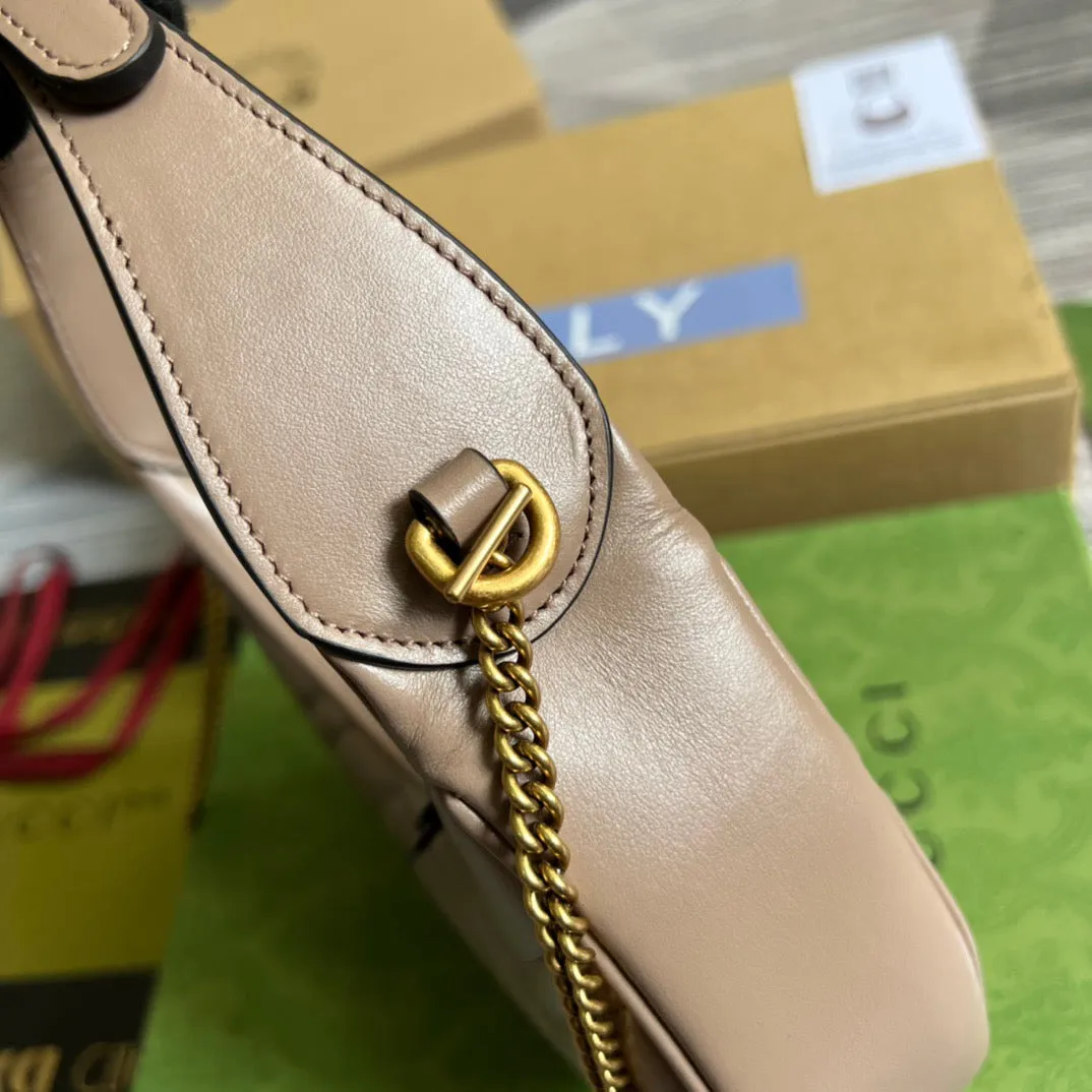 gg Marmont Half Moon Shaped Mini Bag Beige For Women, Women&#8217;s Bags 8.5in/22cm gg
