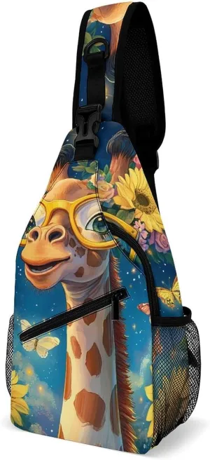Giraffe Sling Backpack Multipurpose Crossbody Shoulder Bags Travel Chest Bag Hiking Daypack