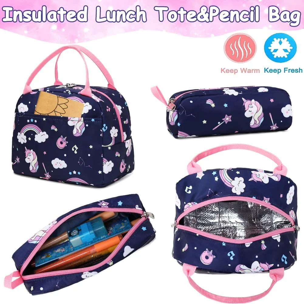 Girls Backpack for Elementary Kids School Bookbag Set Cute Unicorn Backpacks for Girls Water Resistant