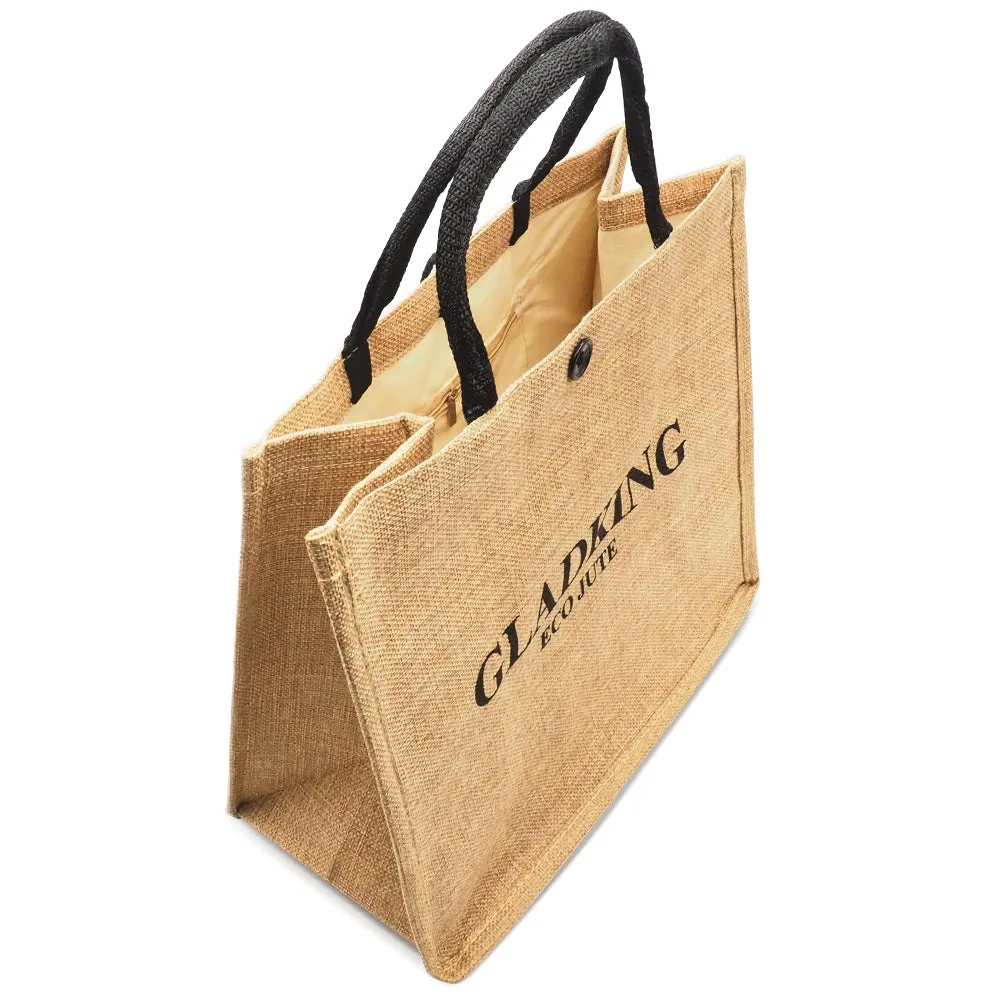 GLADKING Travel Eco Jute Tote Bag Cute Reusable Makeup Bag