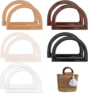 GLOBLELAND 10 Pieces 5 Colors D Shape Crochet Bag Handles Handbag Handles for Bag Making Handles DIY Bag Replacement DIY Bag Handle Accessories for Handmade Beach Bag Handbags Purse