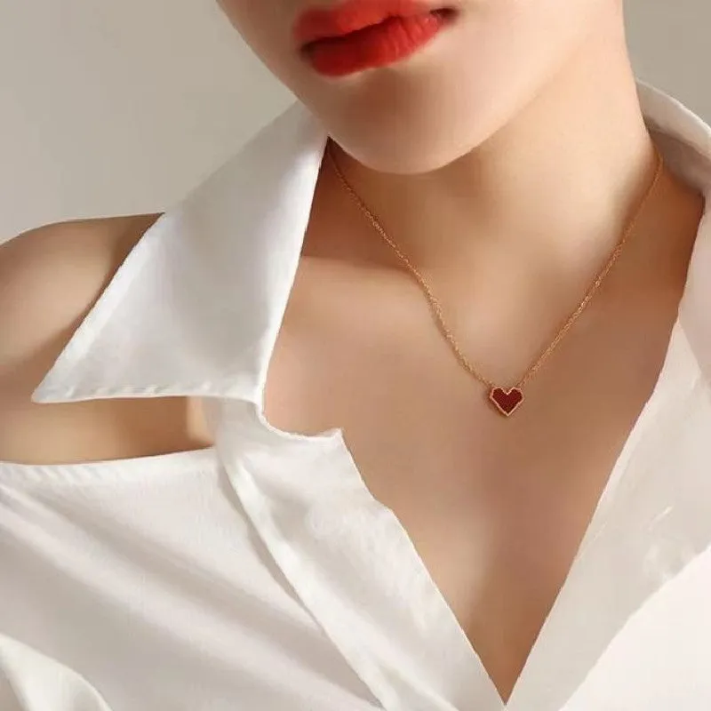 Gold Color Heart Pendant Necklace For Women