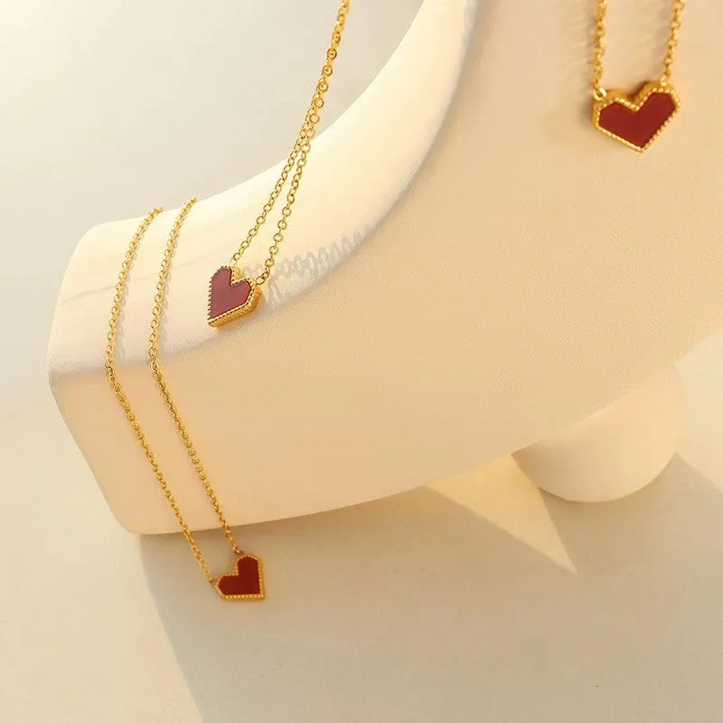 Gold Color Heart Pendant Necklace For Women