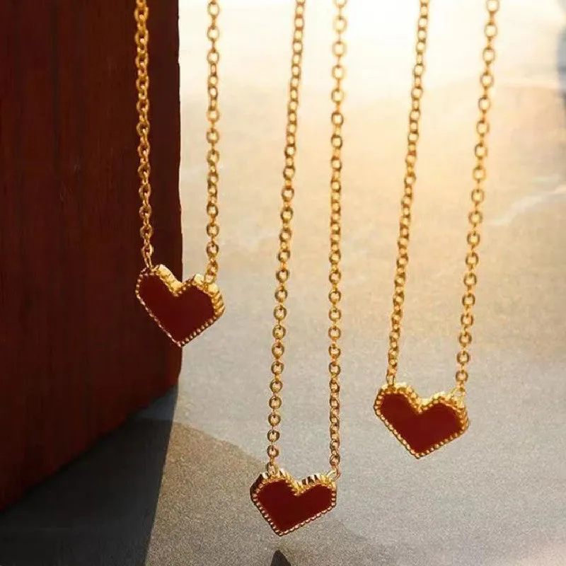 Gold Color Heart Pendant Necklace For Women