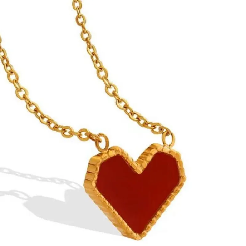 Gold Color Heart Pendant Necklace For Women