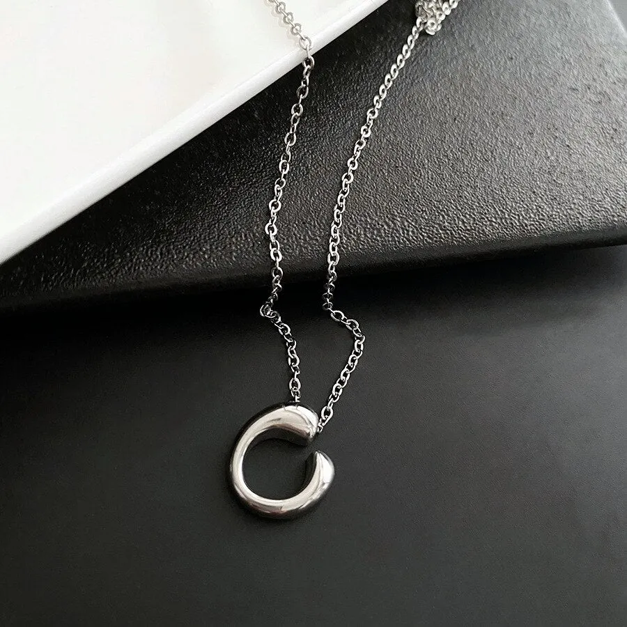 Gold Color Korean Simple Irregular Round Pendant Necklace