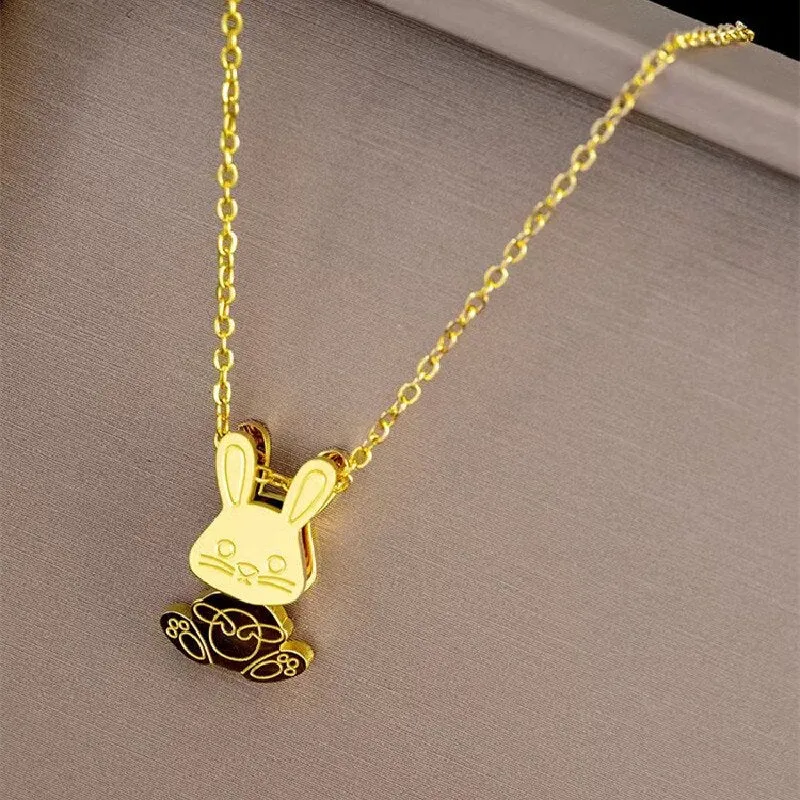 Gold Color Lovely Rabbit Pendant Necklace Pendant Choker Jewelry Birthday Gifts For Women