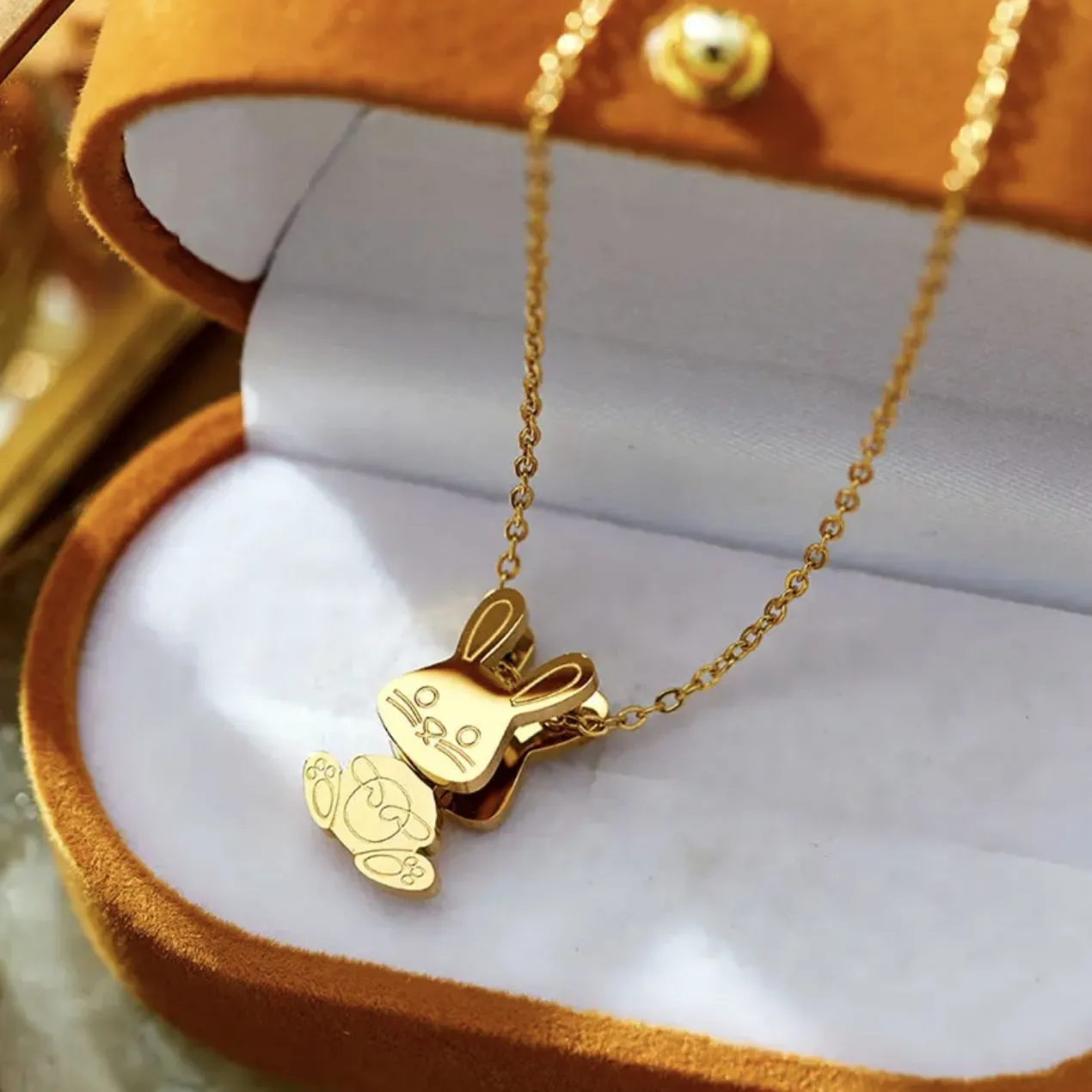 Gold Color Lovely Rabbit Pendant Necklace Pendant Choker Jewelry Birthday Gifts For Women