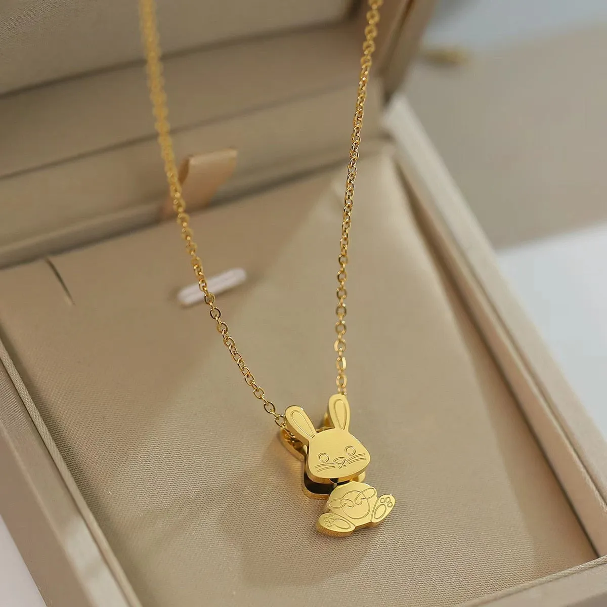 Gold Color Lovely Rabbit Pendant Necklace Pendant Choker Jewelry Birthday Gifts For Women