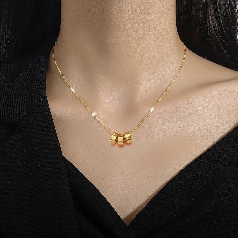 Gold Color Roman Circle Necklaces For Women