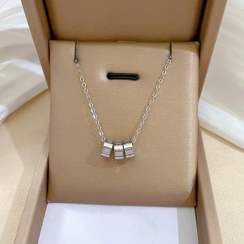 Gold Color Roman Circle Necklaces For Women