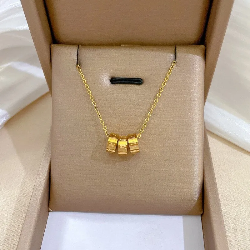 Gold Color Roman Circle Necklaces For Women