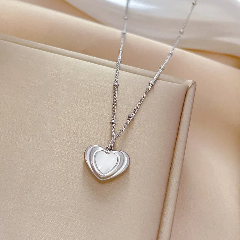 Gold Plated Bohemian Natural Shells Heart  Pendant Neckalce For Women