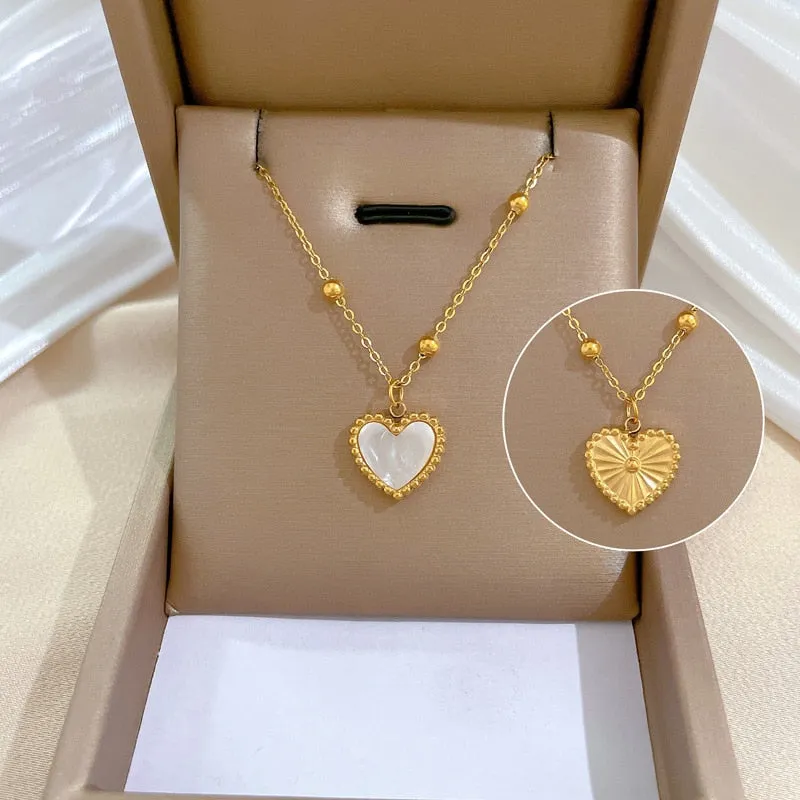 Gold Plated Double Sided Pattern Necklace for Women