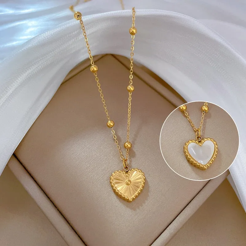 Gold Plated Double Sided Pattern Necklace for Women