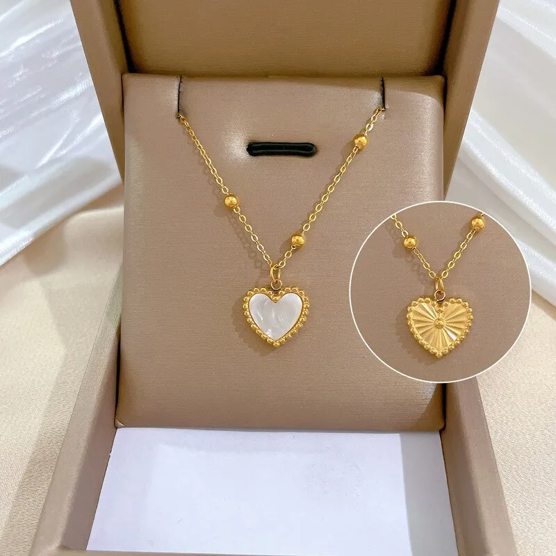 Gold Plated Double Sided Pattern Necklace for Women