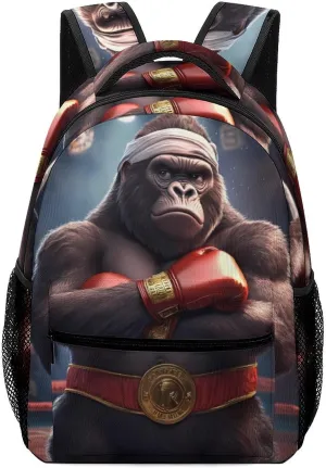 Gorilla Boxing Champion Backpacks for Laptop Casual Daypack Backpack with 1 Main Compartment for Travel Work