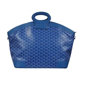 Goyard Beluga MM Handle Bag Blue Goyardine Leather Carry On Duffle Weekend