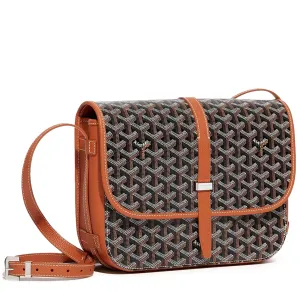 Goyard Goyardine Belvedere II Black Tan MM Messenger Bag